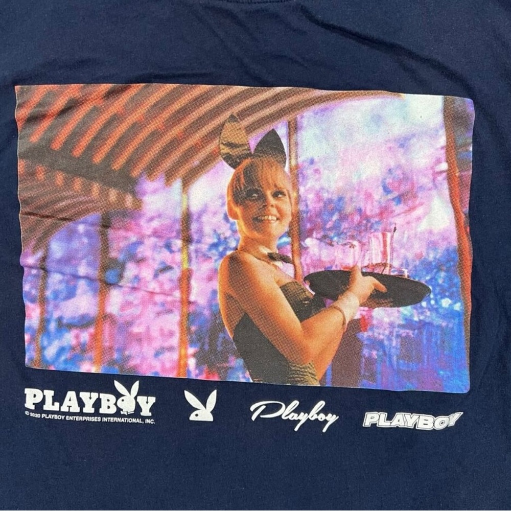 Playboy x PacSun Mens Shirt Small Blue Graphic Cotton Short Sleeve